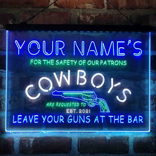 Personalized Cowboys Gun Bar 3-Color LED Neon Light Sign - Way Up Gifts