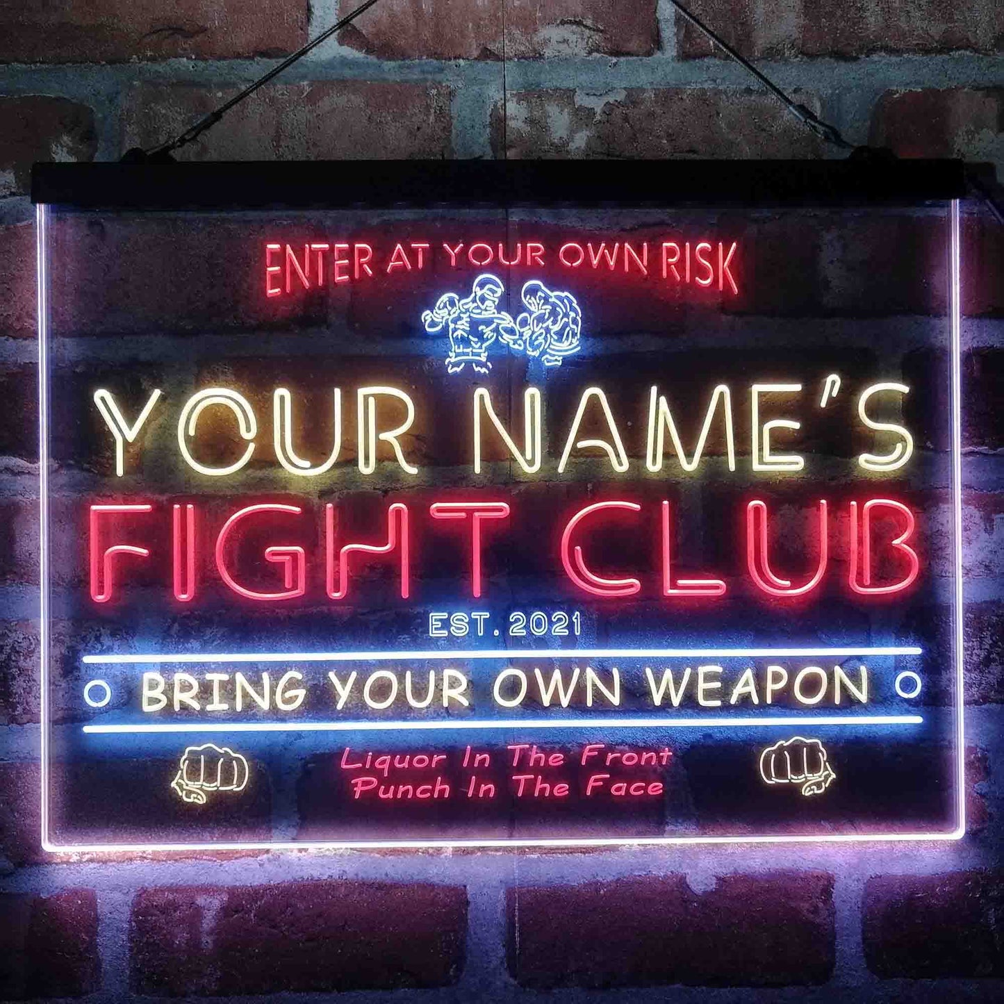 Personalized Fight Club 3-Color LED Neon Light Sign - Way Up Gifts