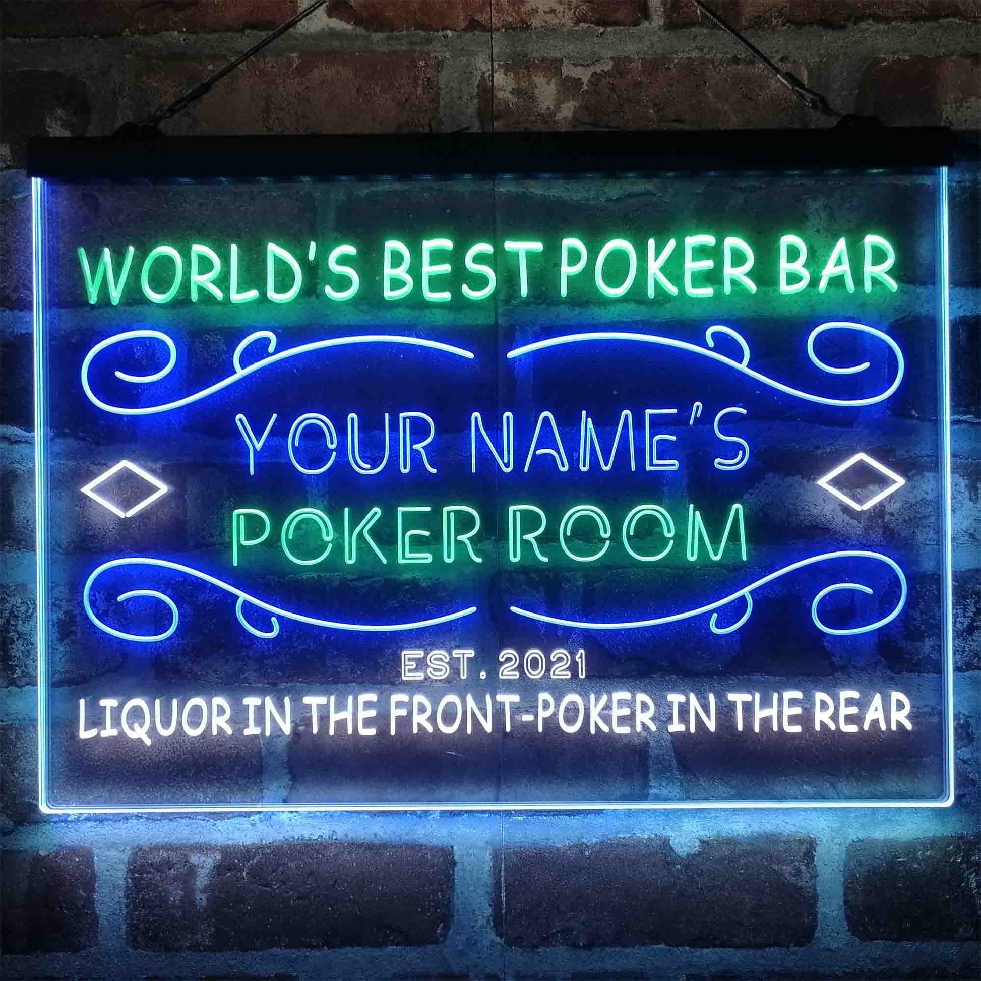Personalized Poker Room Bar 3-Color LED Neon Light Sign - Way Up Gifts