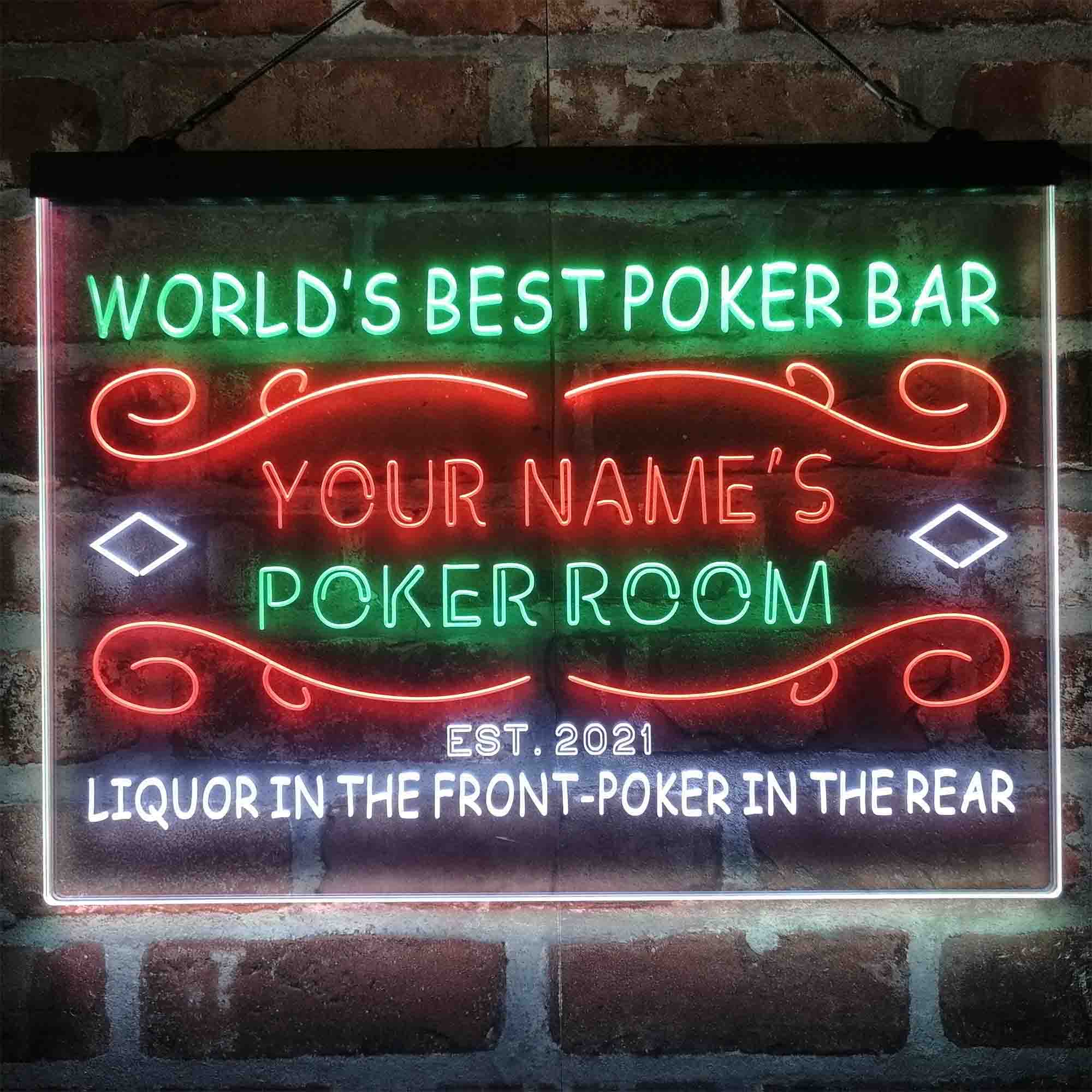 Personalized Poker Room Bar 3-Color LED Neon Light Sign – Way Up Gifts