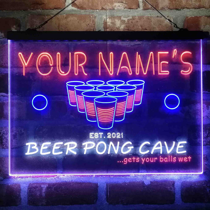 Personalized Beer Pong Cave 3-Color LED Neon Light Sign - Way Up Gifts