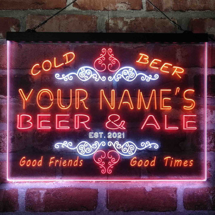 Personalized Beer & Ale Bar 3-Color LED Neon Light Sign - Way Up Gifts