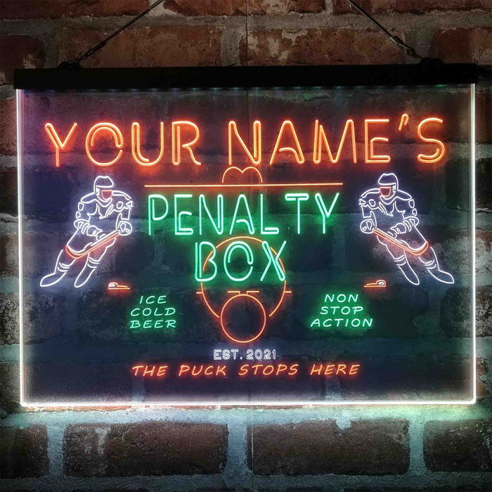 Personalized Penalty Box Hockey 3-Color LED Neon Light Sign - Way Up Gifts