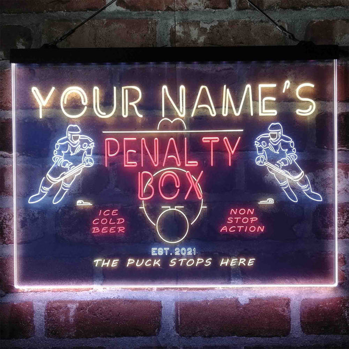 Personalized Penalty Box Hockey 3-Color LED Neon Light Sign - Way Up Gifts