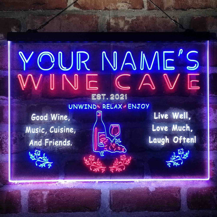 Personalized Wine Cave 3-Color LED Neon Light Sign - Way Up Gifts