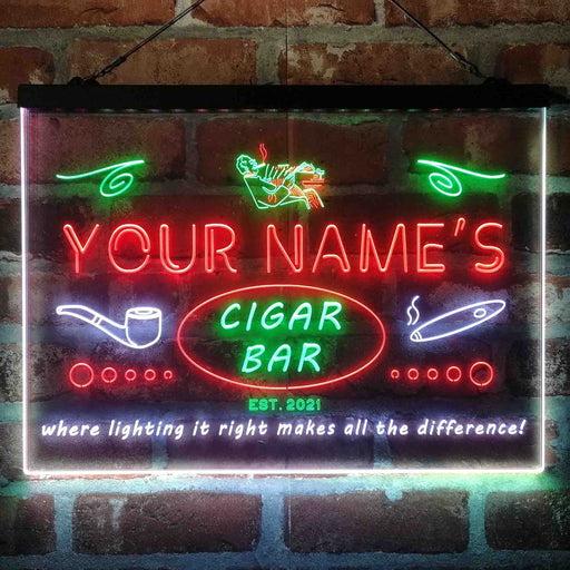 Personalized Cigar Bar Lounge 3-Color LED Neon Light Sign - Way Up Gifts