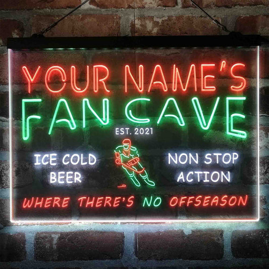 Personalized Hockey Fan Cave 3-Color LED Neon Light Sign - Way Up Gifts