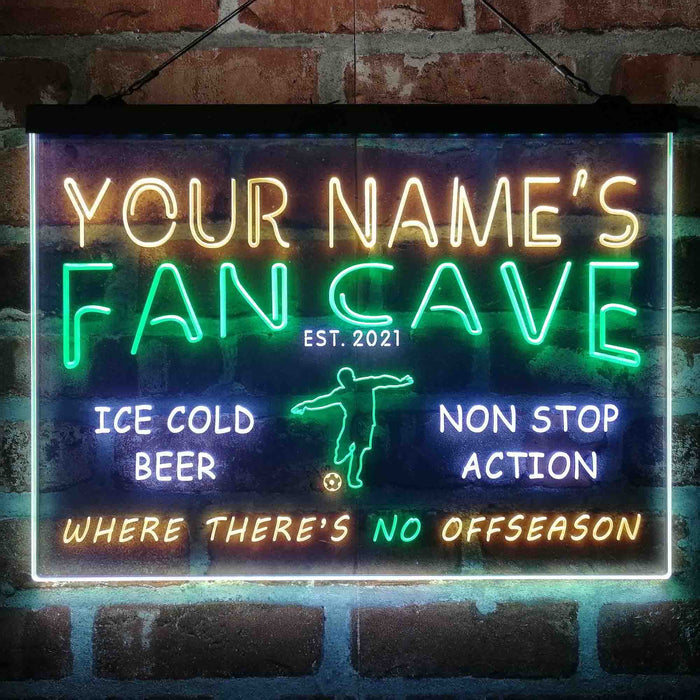 Personalized Soccer Fan Cave 3-Color LED Neon Light Sign - Way Up Gifts