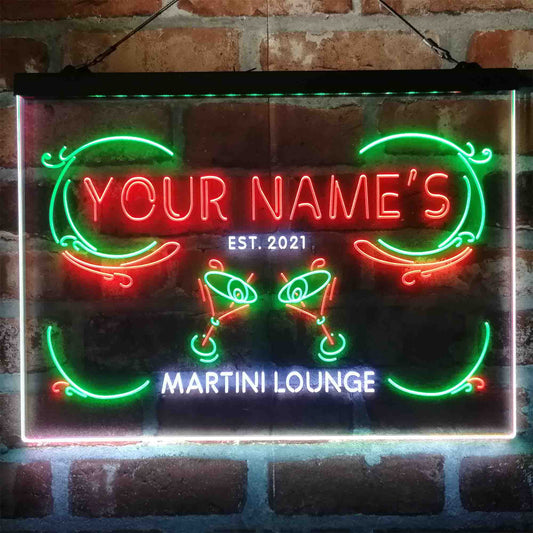 Personalized Martini Lounge 3-Color LED Neon Light Sign - Way Up Gifts