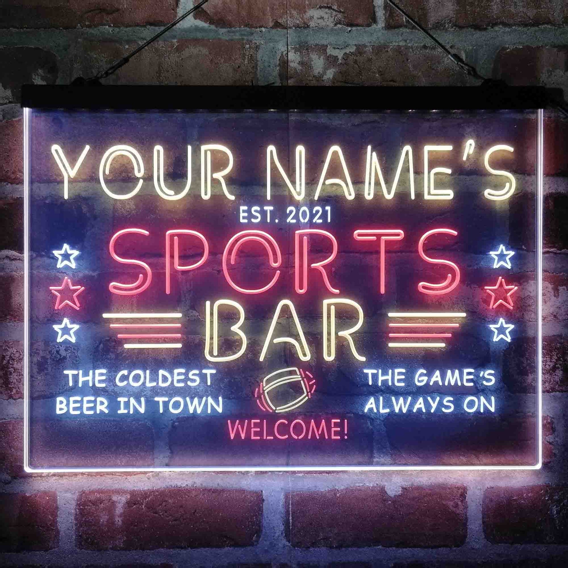 Personalized Sports Base Home Bar 3-Color LED Neon Light Sign - Way Up Gifts