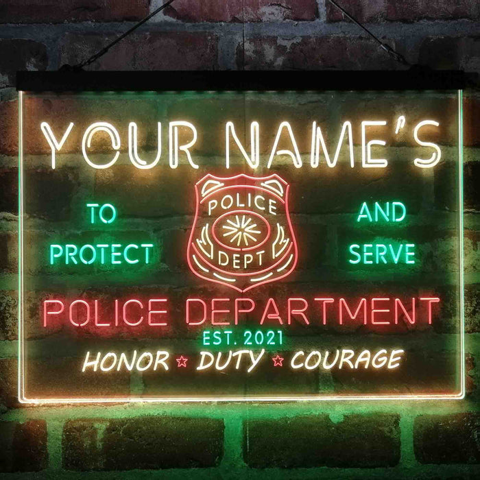 Personalized Police Department 3-Color LED Neon Light Sign - Way Up Gifts