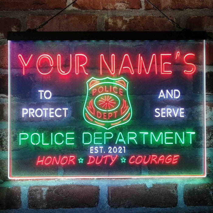Personalized Police Department 3-Color LED Neon Light Sign - Way Up Gifts