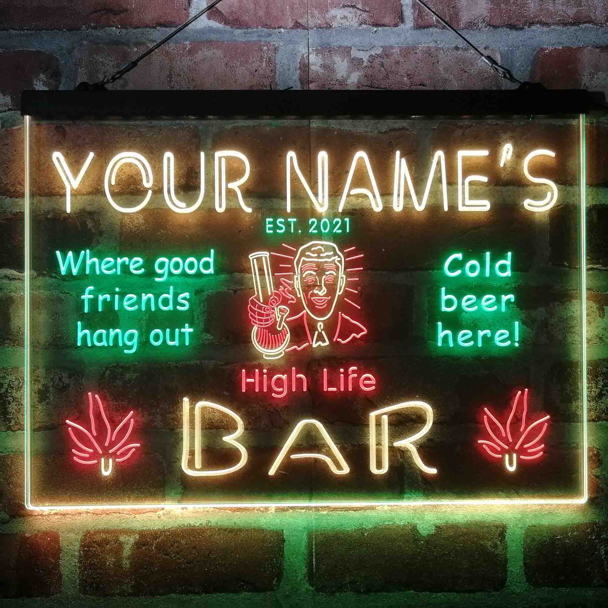 Personalized High Life Bar 3-Color LED Neon Light Sign - Way Up Gifts