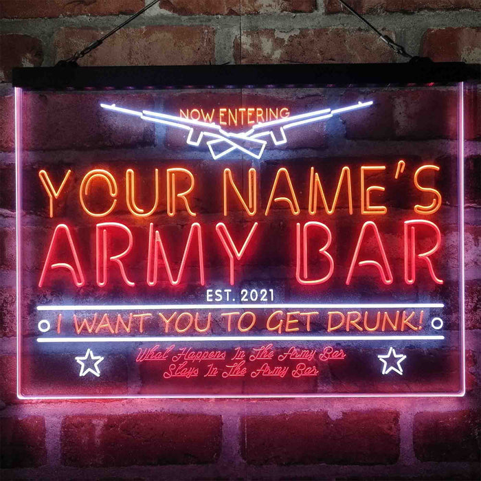 Personalized Army Bar 3-Color LED Neon Light Sign - Way Up Gifts