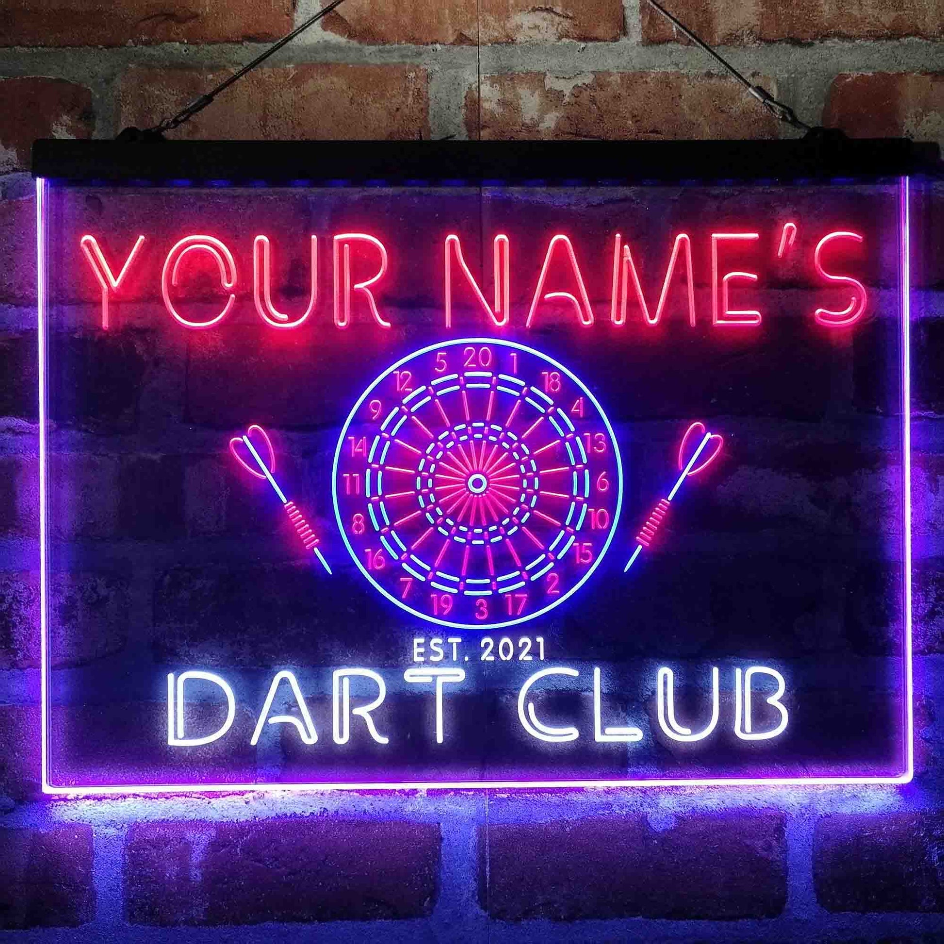 Personalized Dart Club Bar 3-Color LED Neon Light Sign - Way Up Gifts
