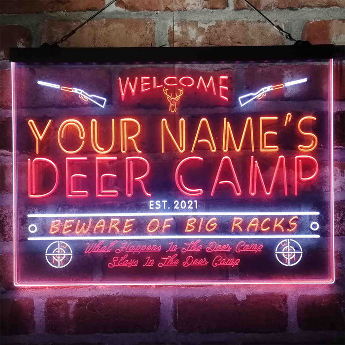 Personalized Deer Hunter Cabin 3-Color LED Neon Light Sign - Way Up Gifts