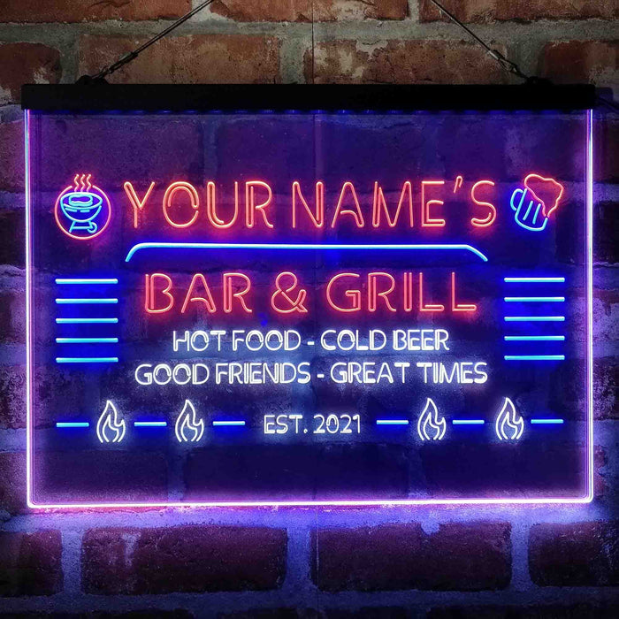 Personalized Bar & Grill 3-Color LED Neon Light Sign - Way Up Gifts