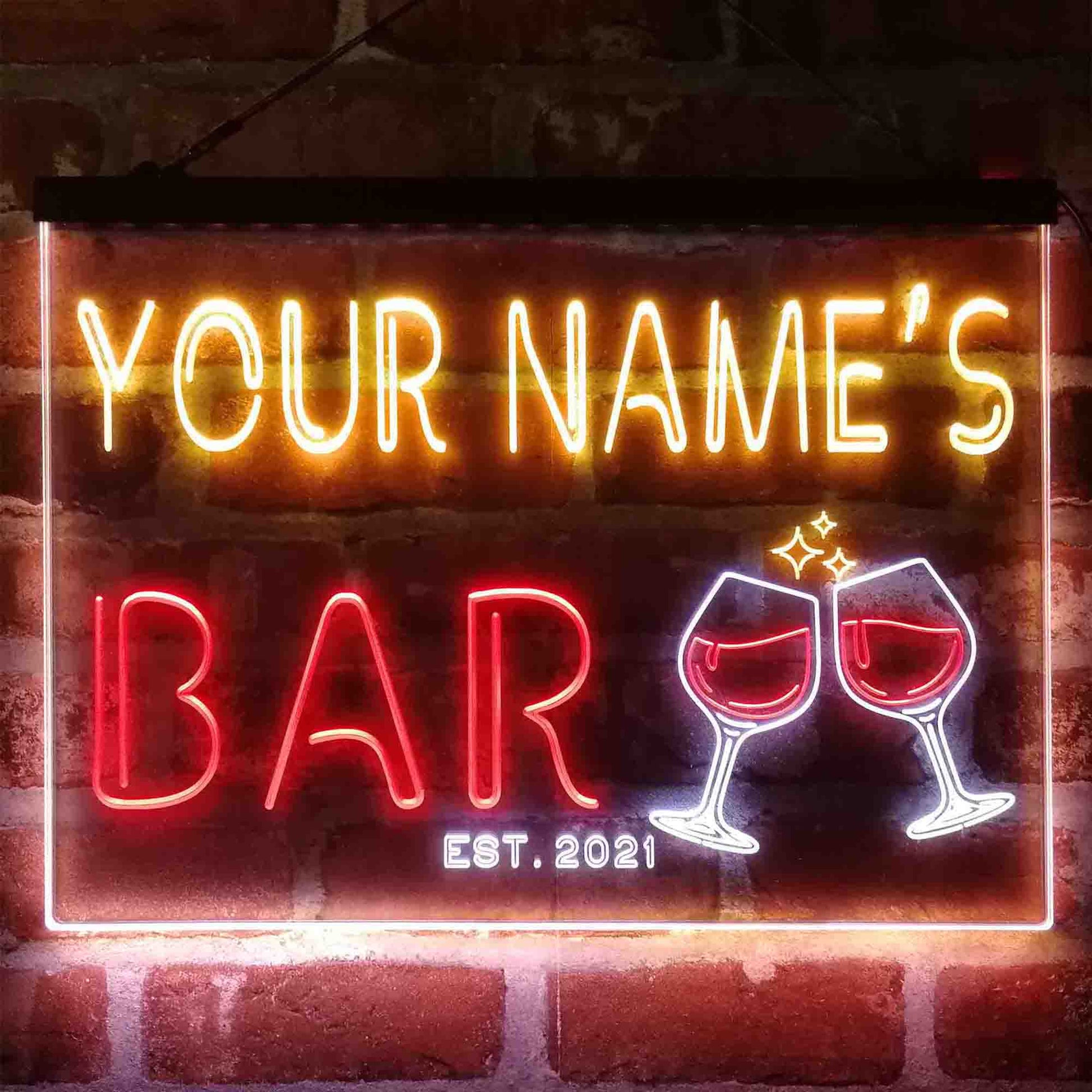 Personalized Wine Glasses Home Bar 3-Color LED Neon Light Sign - Way Up Gifts