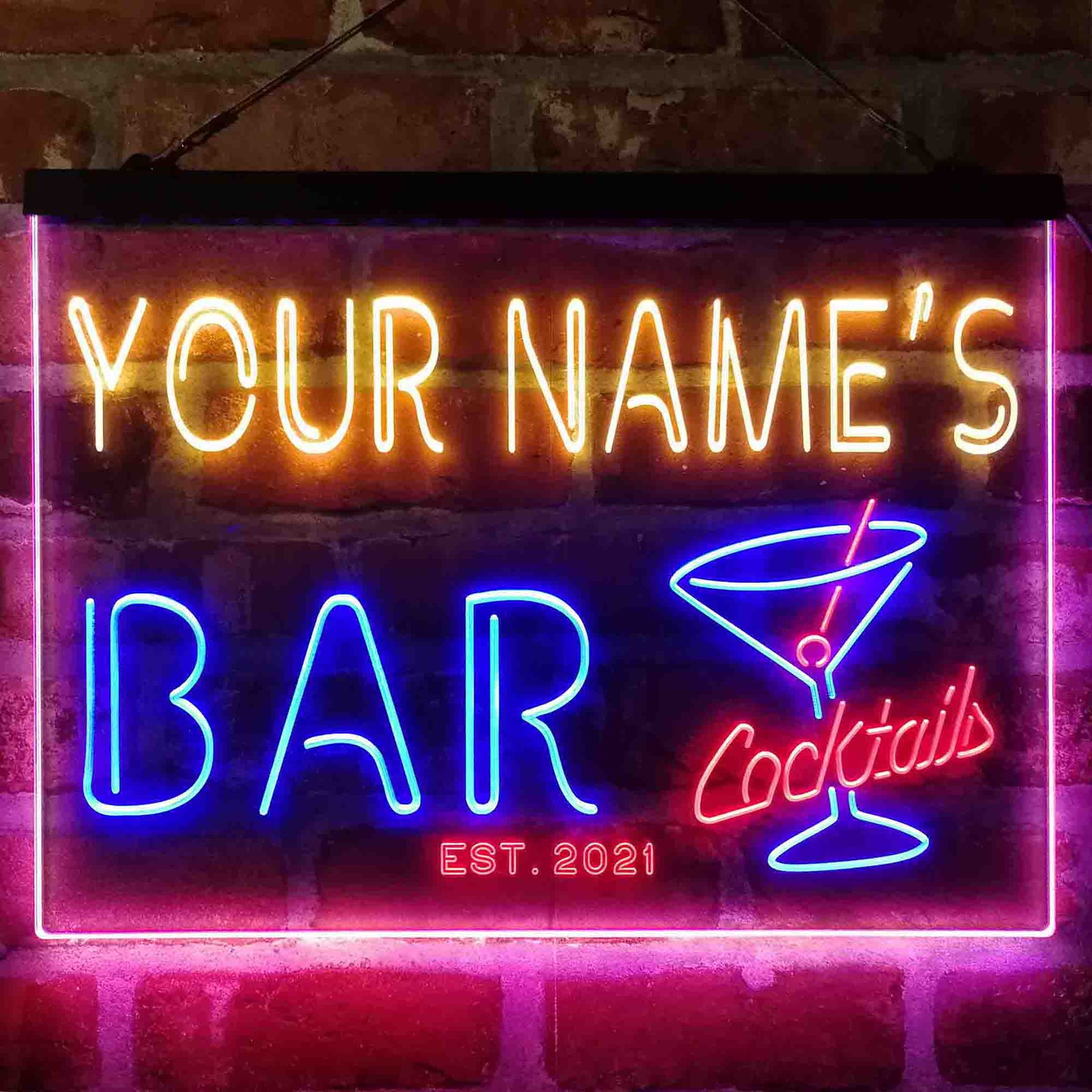 Personalized Cocktail Glass Bar 3-Color LED Neon Light Sign - Way Up Gifts