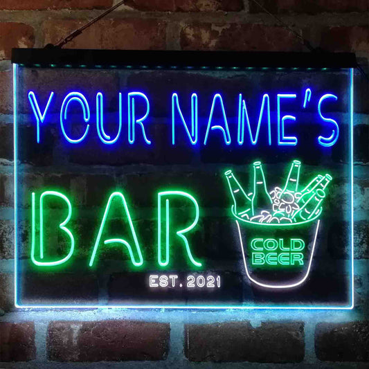 Personalized Cold Beer Bucket 3-Color LED Neon Light Sign - Way Up Gifts