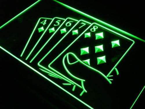 Straight Flush Poker LED Neon Light Sign - Way Up Gifts