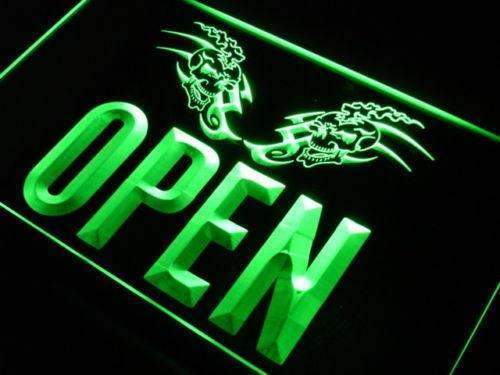 Tattoo Skulls Open LED Neon Light Sign - Way Up Gifts