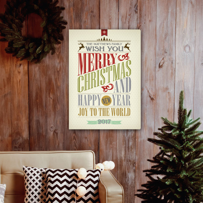 Personalized Vintage Christmas Words Canvas - Way Up Gifts