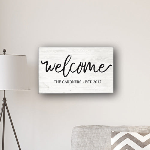 Personalized Welcome Modern Farmhouse 14 x 24" Canvas Sign - Way Up Gifts