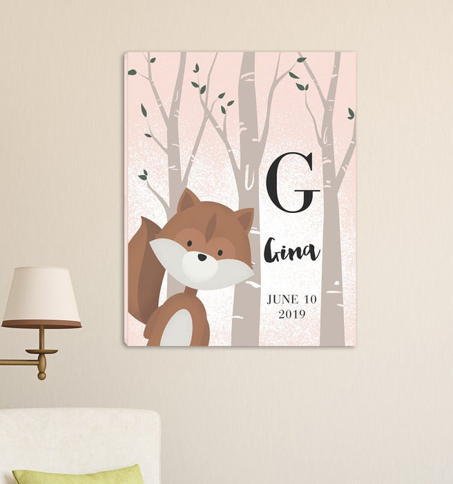 Personalized Woodland Animal Canvas 18"x24" - Way Up Gifts