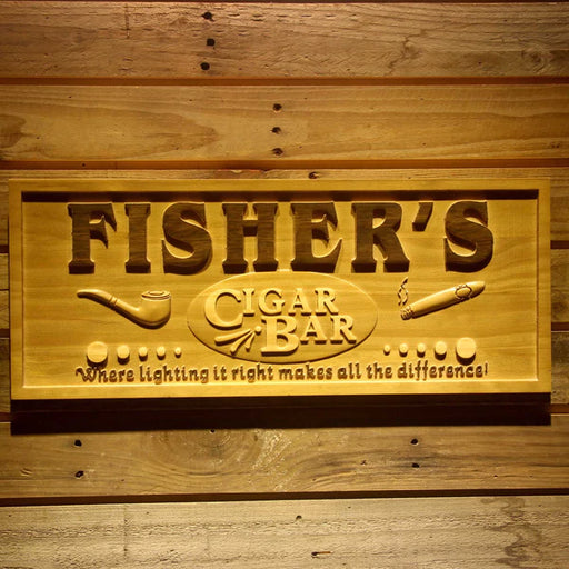 Personalized Cigar Bar Custom Wood Sign 3D Engraved Wall Plaque - Way Up Gifts