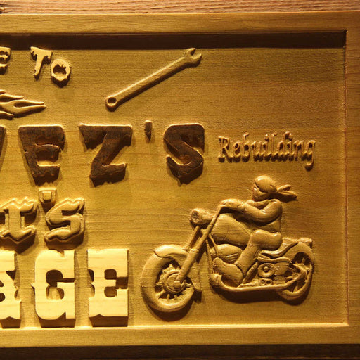 Personalized Motorcycle Biker's Garage Custom Wood Sign 3D Engraved Wall Plaque - Way Up Gifts