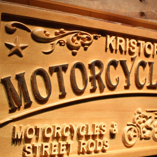 Personalized Motorcycle Garage Custom Wood Sign 3D Engraved Wall Plaque - Way Up Gifts