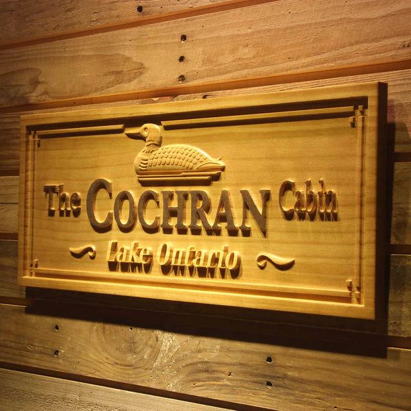 Personalized Duck Lake Cabin Custom Wood Sign 3D Engraved Wall Plaque - Way Up Gifts