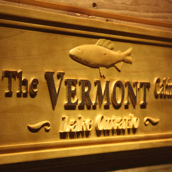 Personalized Fishing Lake Cabin Custom Wood Sign 3D Engraved Wall Plaque - Way Up Gifts