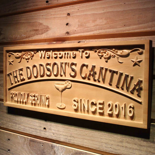 Personalized Margarita Cantina Bar Custom Wood Sign 3D Engraved Wall Plaque - Way Up Gifts
