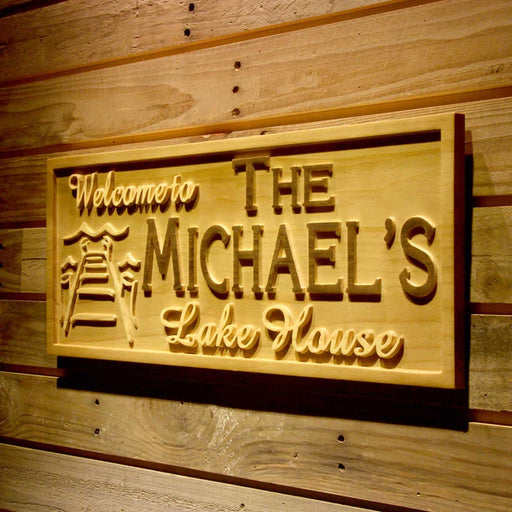 Personalized Lake House Custom Wood Sign 3D Engraved Wall Plaque - Way Up Gifts