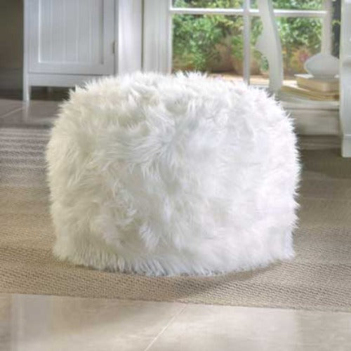 White Floor Pouf Ottoman - Way Up Gifts