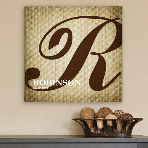 Personalized Calligraphy Monogram Canvas Print - Way Up Gifts