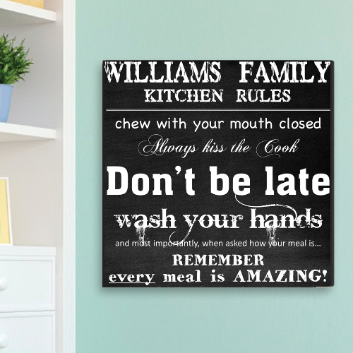 Customized Family Kitchen Rules Canvas Print - Way Up Gifts