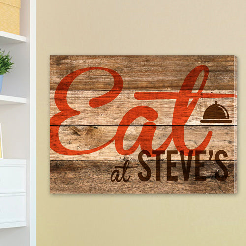 Customized Wood Restaurant Sign Canvas Print - Way Up Gifts